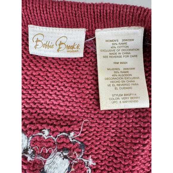 VTG Bobbie Brooks Plus Size Embroidered Knit Sweater Vest 28W Birds Teacher Fall - Picture 2 of 9